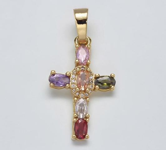 Large Multi Colored Cross Charm